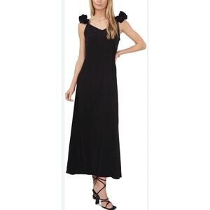 Women’s Vince Camuto Ruffle Strap Tank Maxi Dress Black Sundress Classy XL